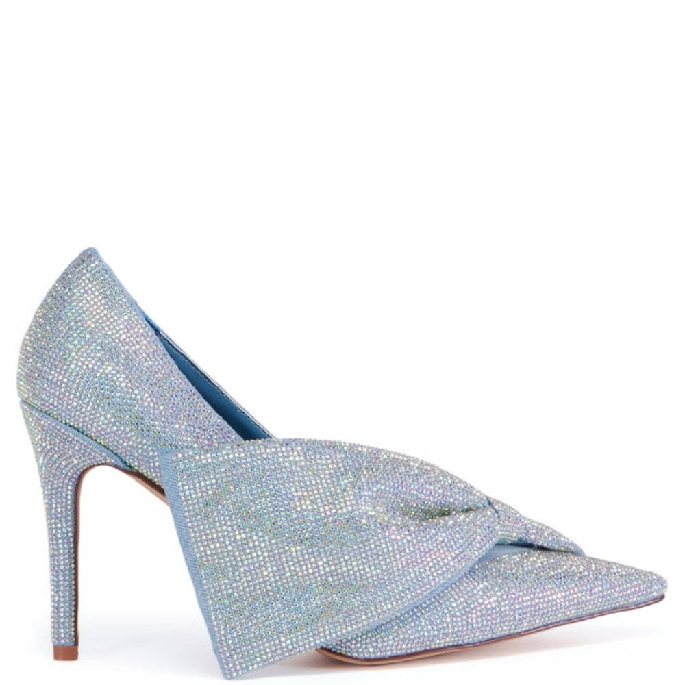 SPARKLE DENIM PUMP WITH BOW DETAIL,10